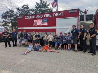 Scouts with Courtland Township Fire Fighters