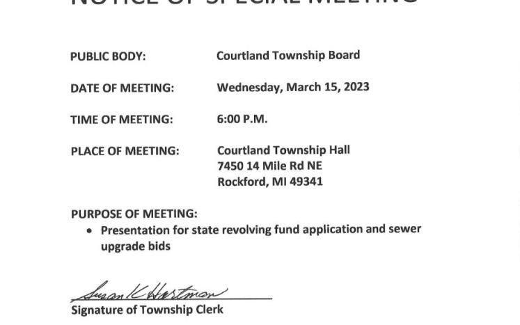 Special Meeting for Sewer Upgrades